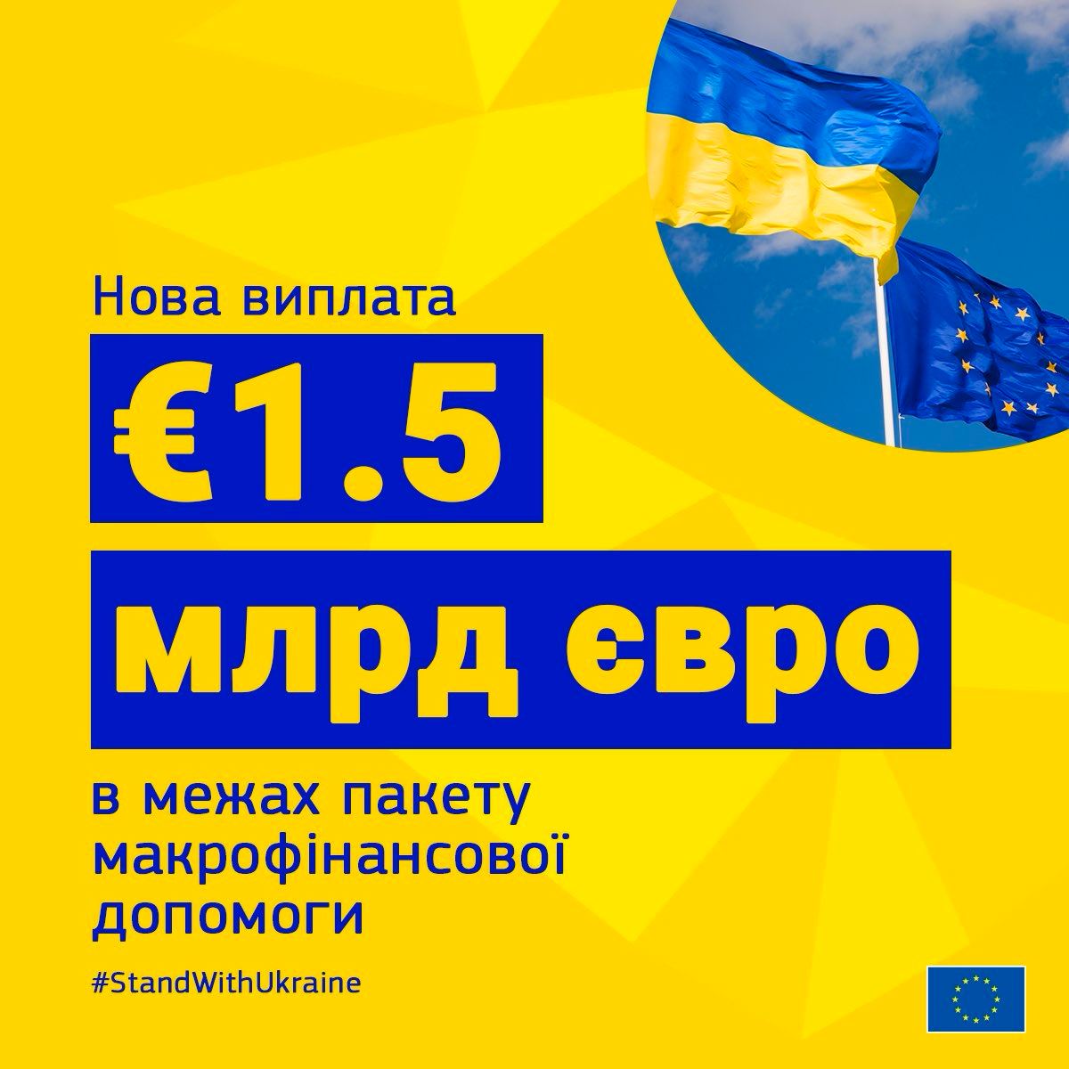 Украина получила 1,5 млрд евро из пакета макрофинансовой помощи ЕС на 18 млрд евро
