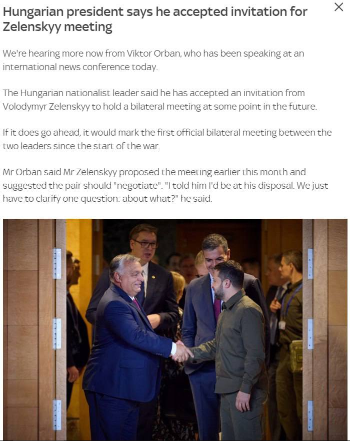Премьер Венгрии Виктор Орбан прокомментировал предложение президента Украины Зеленского встретиться