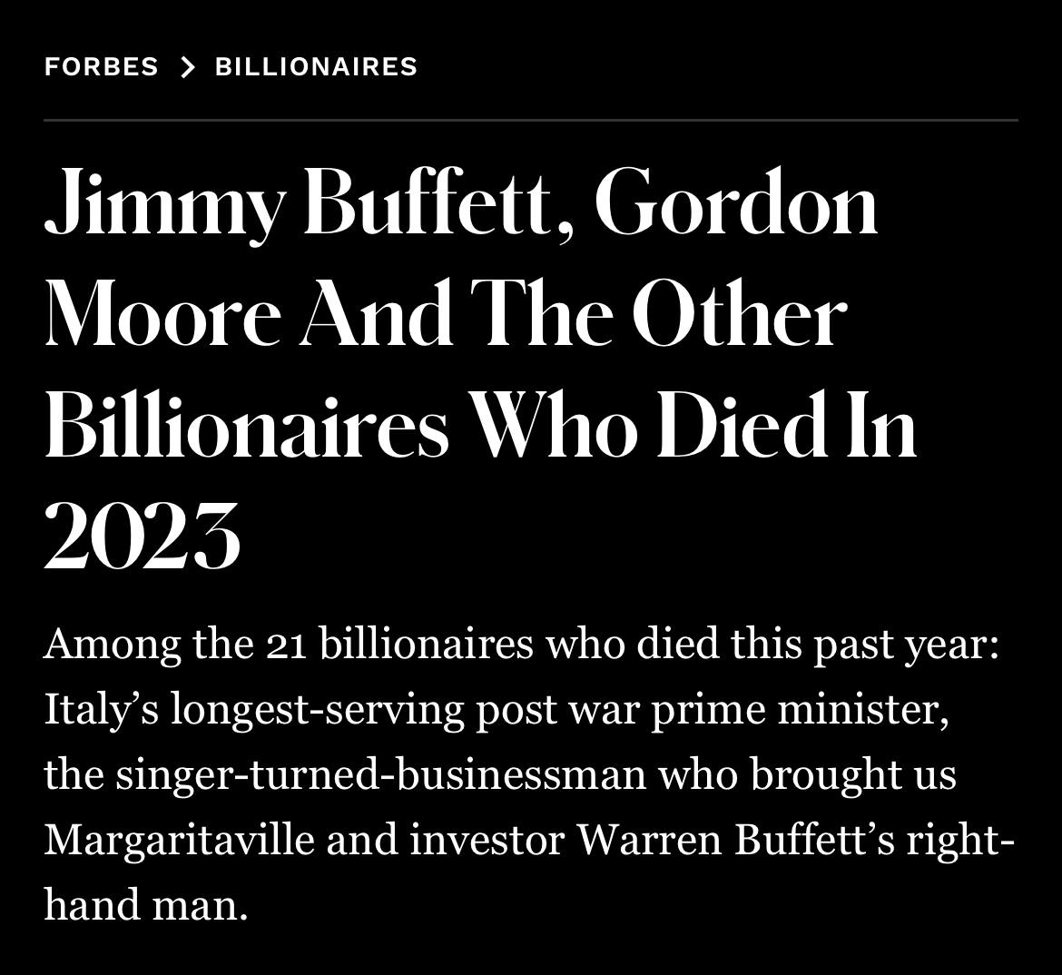 В 2023 году умер 21 миллиардер из списка Forbes
